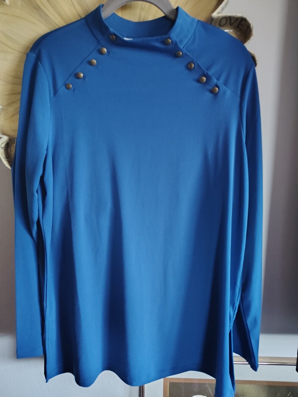 Susan Graver Tunic Top Liquid Knit Royal Blue Women's Sz M